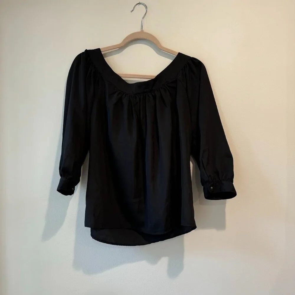 Maeve Black Boat Neck 3/4 Sleeve Top - Picture 2 of 6